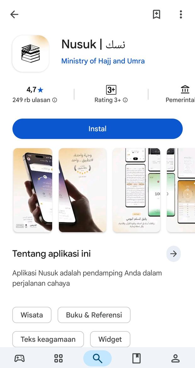 Halaman Nusuk di Play Store