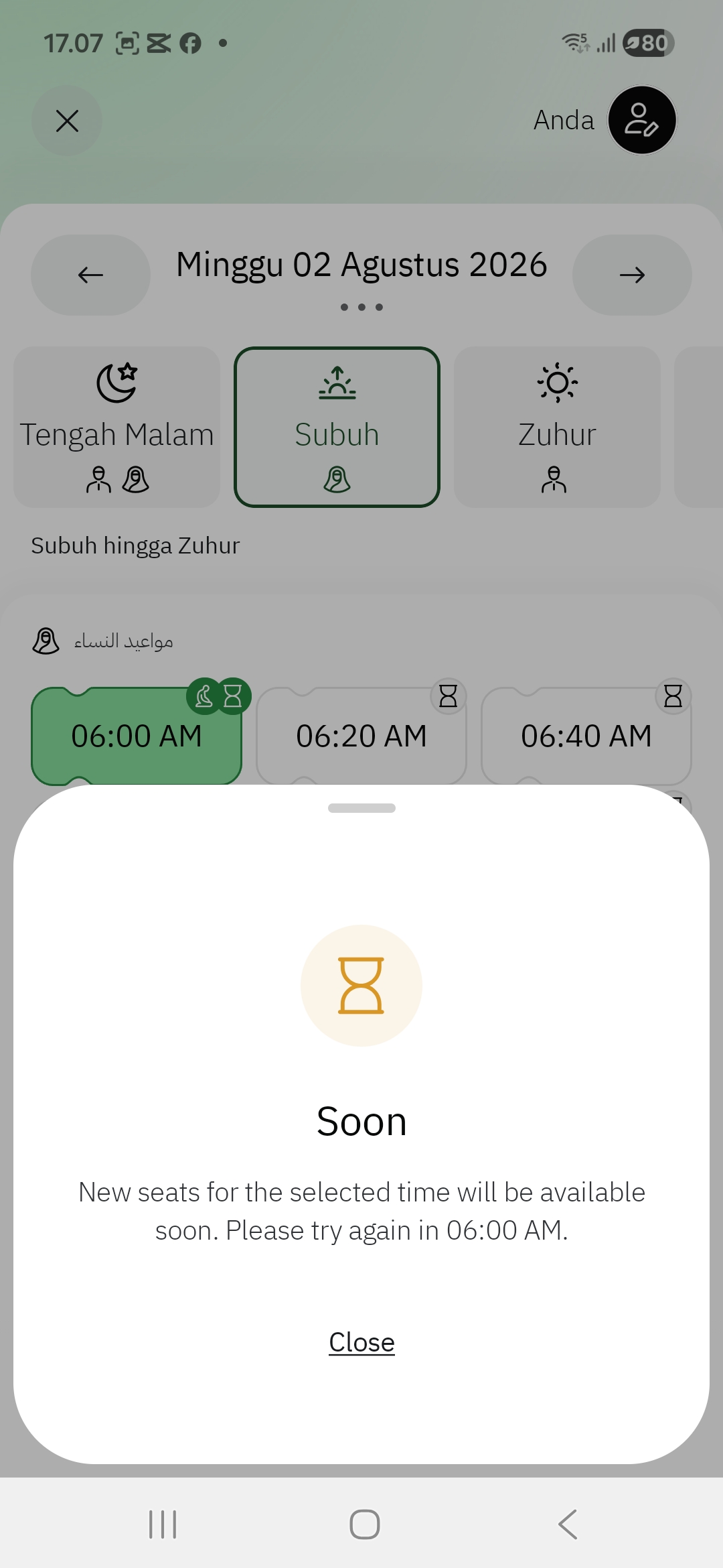 Pemberitahuan kuota belum tersedia